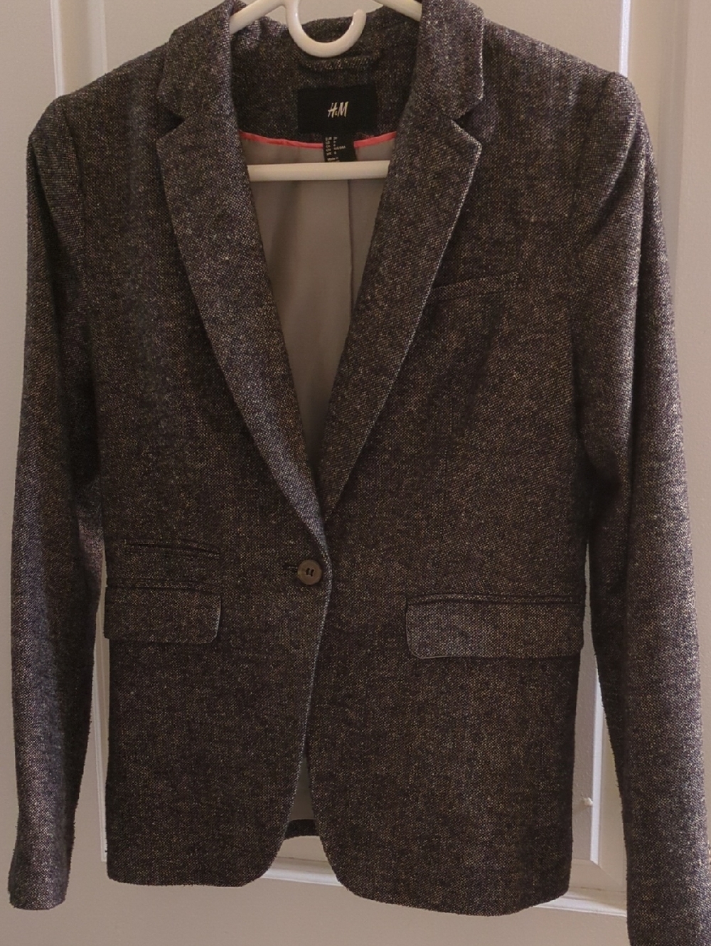 H&M Women s Gray Tweed Single-Button Blazer